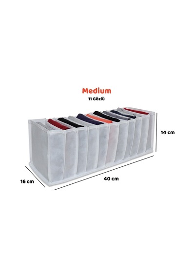 11 Gözlü Dolap Çekmece Içi Akordiyon Katlanır Çamaşır Düzenleyici Organizer Medıum Kumaş 45 X 45 Bey Diğer