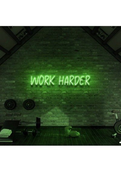 Work Harder Yazılı Neon Tabela Yeşil