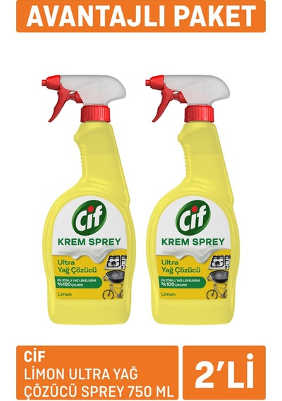 Cif Limon Ultra Yağ Çözücü Sprey 2 X 750 Ml 2 Adet