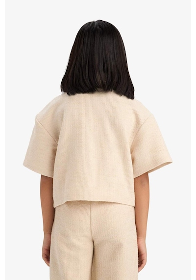 DeFacto Kız Çocuk Relax Fit Polo Yaka Basic Düz Selanik Kumaş Kısa Kollu Gömlek E1102A825SMBG286