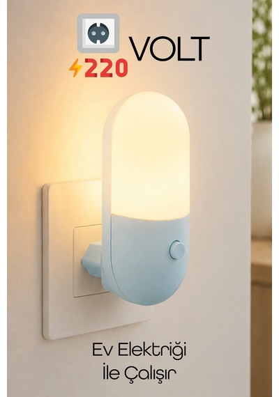 Gece Lambası Yumurta Tip 2 Mod Sarı-beyaz Işık Tuşlu Koridor Hol Işığı Uyuma Işığı Mavi K6791