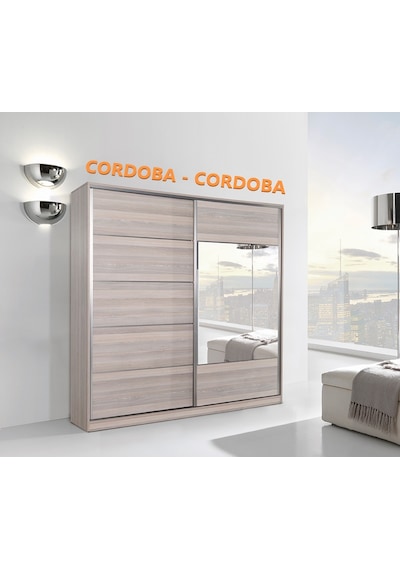 Doğandekorasyon Lara 230Cm 2 Kapakli Sürgülü Dolap Gardirop Beyaz Veya Cordoba