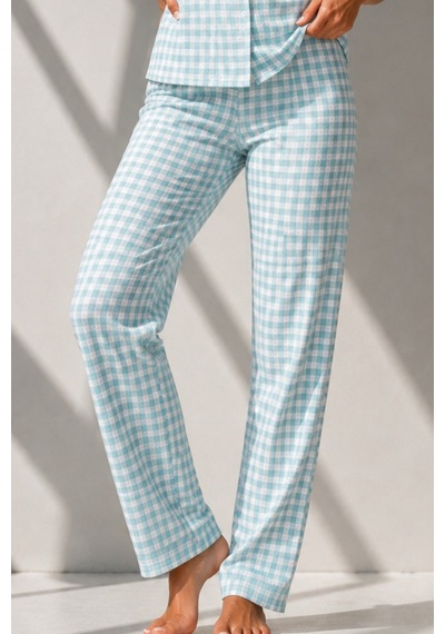 Kadın Klasik Doğal Düğme Gece Su Yeşili Pijama Takımı