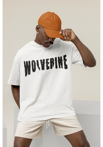 Wolverine Marvel Kahraman Baskılı Unisex Oversize Tişört Beyaz