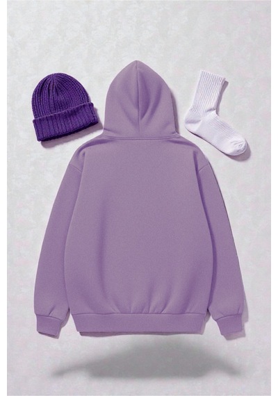 Uyguntarz Unisex Eternal Light Baskılı Oversize Sweatshirt Lila