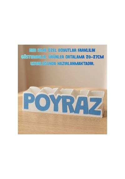 Beyaz Royal Mavi Silk İsimli Kalemlik Kişiye Özel 3d Baskı Masa Düzenleyici Diğer