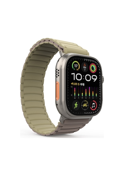 Apple Uyumlu Watch Ultra 49mm Zore Krd-122 Silikon Kordon Strap Kayış-kahverengi-krem