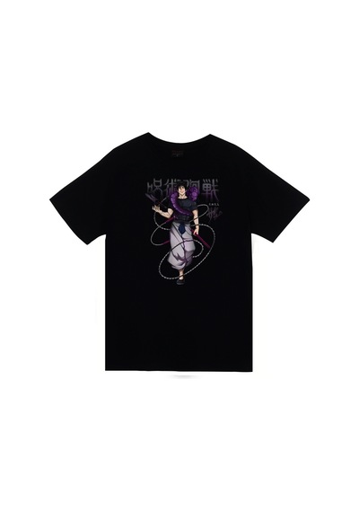Jujutsu Kaisen Satoru Gojo Anime Baskılı Unisex %100 Pamuk Siyah T-shirt SIYAH