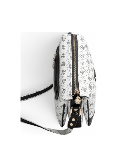 Silver & Polo Silver Polo Beyaz - Siyah Monogram Kadın Çapraz Çanta Sp784