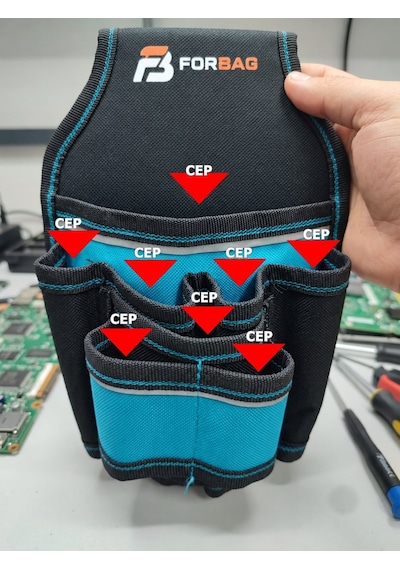 Hırdavat Çantası Bel Çantası,alet Takım Çantası Kemer Klipsli Plastik Korumalı 8 Bölmeli 26x17x7
