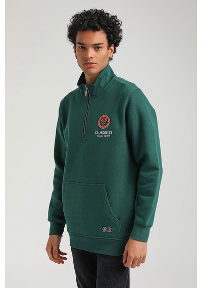 New World Polo Yeşil Slim Fit Half-zip Sweatshirt 23fwm64064-yesıl Yeşil