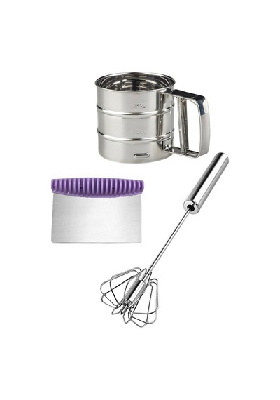 Un Eleği Kakao Pudra Eleme + Çelik Yumurta Çırpıcı Mikser Karıştırıcı + Hamur Kesici Spatula Silikon Diğer