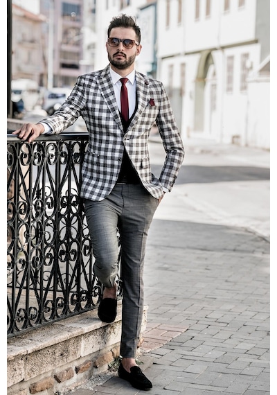 Sir Tek Ceket Ekose Regular Fit(434102097)