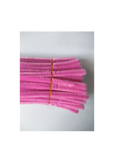 100 Adet Şeker Pembe Şönil, Çiçek Yapımına Uygun Tüylü Tel, 30 Cm 6mm