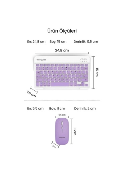 Mor Kablosuz Klavye Ve Mouse Seti Renkli
