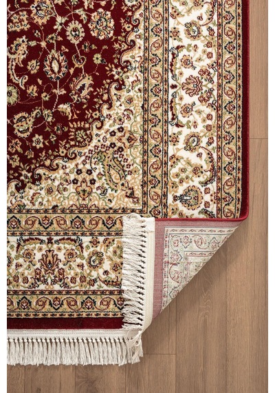 Cotto Home Fesane Fn001j Bordo Pamuk Taban Klasik Çerçeve Desenli Göbekli Salon Oturma Odası Halısı