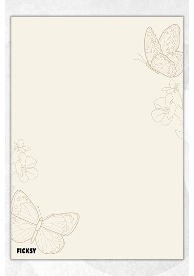 A5 Kelebek Çiçek Bloknot Çizgisiz Defter - 50 Yaprak - Notepad - Not Defteri - Not Kağıdı Ekru Ekru
