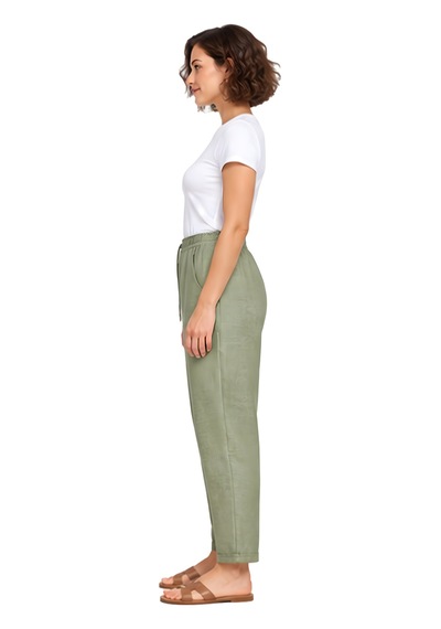 Lili Woman Kadın Beli Lastikli Bağcıklı Cepli Rahat Kesim Pantolon Haki Lw.gk-pnt002hk