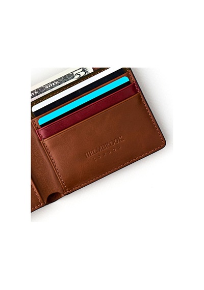 Helmbrook London Eldridge Hakiki Deri Taba Plus Color Erkek Ince Tasarım Çok Bölmeli Rfid Korumalı Cüzdan Taba