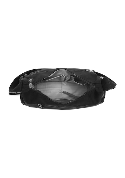 Smart Bags Orta Boy Çok Cepli Su Geçirmez Krınkıl Kumaş Kadın Omuz Çantası Puantiye Siyah