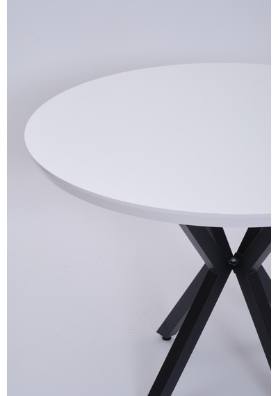 Göksu Yuvarlak Lak Panel Mutfak Masası 100cm beyaz