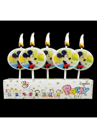 Mickey Mouse Bırthday Candle Vıp Kalite Mickey Mouse Pasta Mumu 5 Adet Mickey Mouse Doğum Günü Mumu Renkli