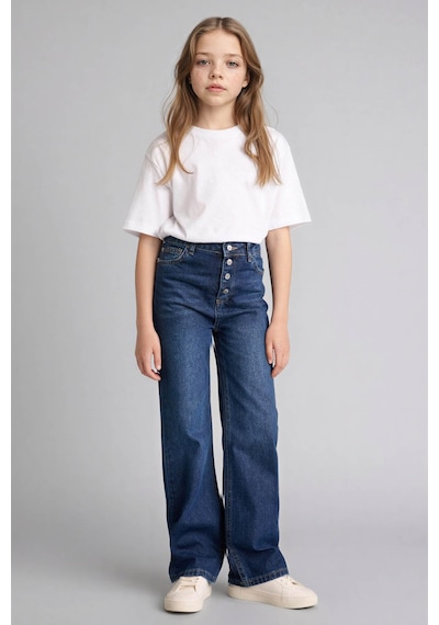 Defacto Geniş Paça Jean Pantolon Kız Çocuk G9585a826spnm34 Mavi-nm34