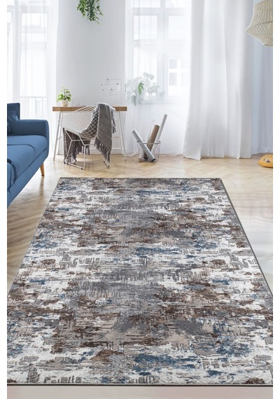 Raschel Carpet Mavi-kahve Emboss Çökme Kalın Yumuşak Kaymaz Özel Taban Halı Yolluk