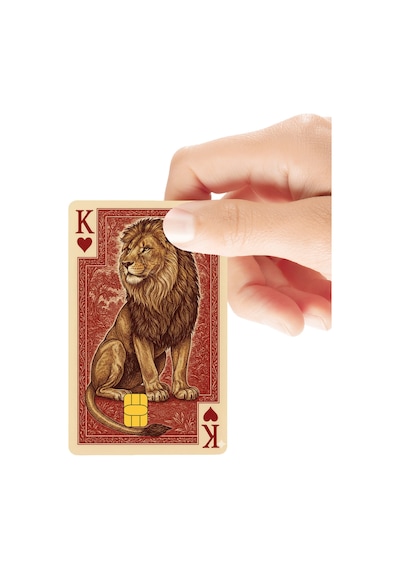 İskambil Aslan Temalı Parlak Kredi/banka Kart Kaplama Sticker Kırmızı-turuncu