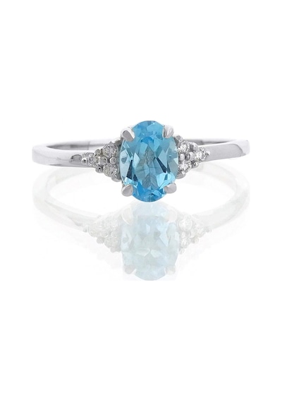 Blue Topaz Oval Tektaş Yüzük