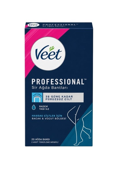 Veet Sir Ağda Bantları Professional Hasas Ciltler İçin Bacak Ve Vücut Bölgesi 20 Li 24'li Paket