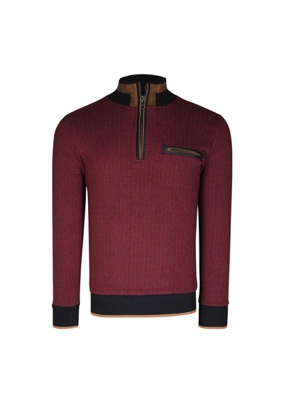 9039 Dewberry Erkek Sweatshırt-desenli Bordo Desenli Bordo