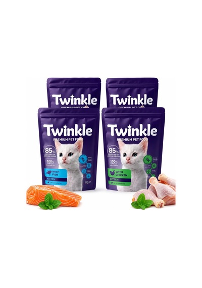 Yavru Kedi Maması 4 Kg - Tavuklu Ve Balıklı Kedi Maması -4'ü Set - 0-12 Ay Yavru Kediler İçin
