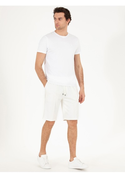 Cacharel Ekru Slim Fit Örme Şort Bej
