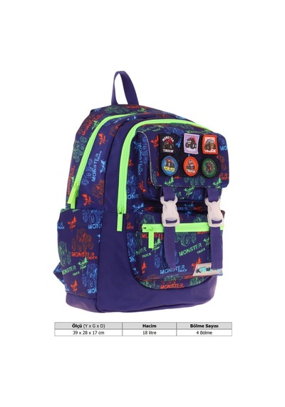 Kaukko Kids Erkek Çocuk Armalı Kamyon Desenli İlkokul Okul Sırt Çantası Dört Bölmeli - Lacivert Yeşil - L5279 Lacivert - Yeşil Kaukko Kids Erkek Çocuk Armalı Kamyon Desenli İlkokul Okul Sırt Çantası Dört Bölmeli - Lacivert Yeşil - L5279 Lacivert - Yeşil