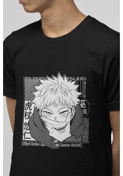 Anime Jujutsu Kaisen Itadori Sukuna Tişört Siyah