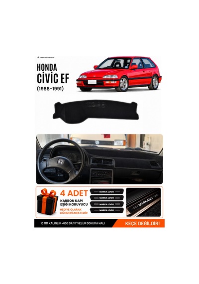 Honda Cıvıc Ef 1988-1991 Uyumlu Torpido Koruma, Torpido Örtüsü, Torpido Kılıfı - Siyah - Ho004