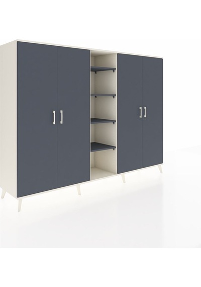 Hyperion Dolap 12 Raflı 4 Kapaklı 220x44x163 Aytaşı-antrasit Aytaşı-antrasit