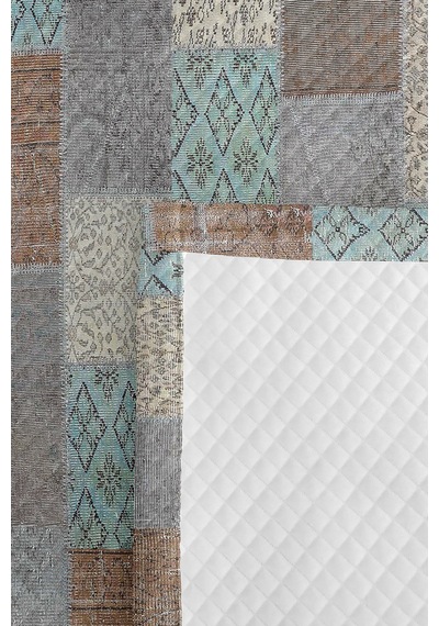Geometrik Gri Genç Odası Tek Kişilik Pike Takımı-patchwork Turkuaz 160x220 Cm Kapitone Yatak Örtüsü Kırçıllı Misk Akışı