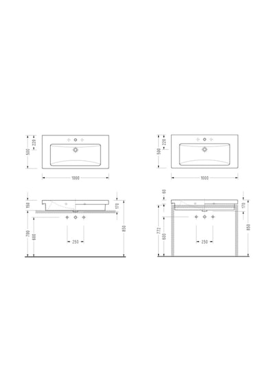 Serel - Verda Lavabo 120 Cm Beyaz - 8940tds110ab- Beyaz