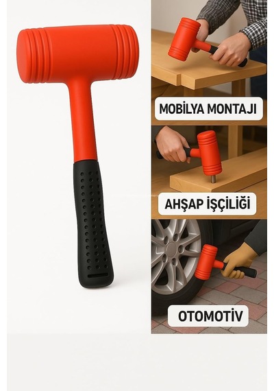 Proalet Çift Renkli Lastik Tokmak, Sert Plastik Başlık, İz Bırakmaz, Ergonomik Kaymaz Saplı, Kaporta İşleri, Süpürgelik Montajı, Marangozluk Ve Fayans