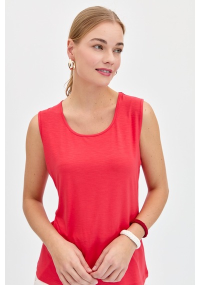 Kadın Sıfır Yaka Flamlı Kumaş Basic Askılı Tshirt Mercan MERCAN Kadın Sıfır Yaka Flamlı Kumaş Basic Askılı Tshirt Mercan MERCAN