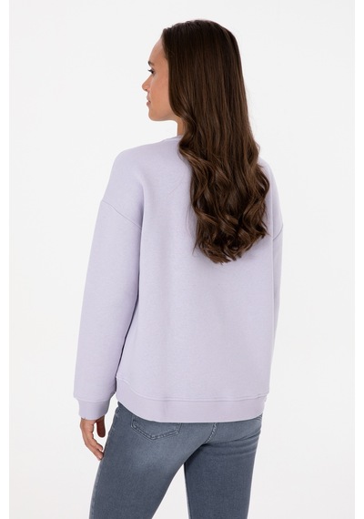U.S. Polo Assn. Kadın Lavanta Şardonlu Bisiklet Yaka Basic Sweatshırt 50313586-VR245