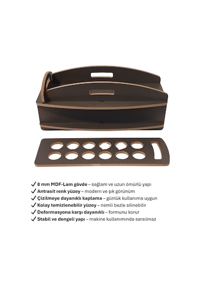 Nespresso Kapsül Standı Ve Çekmecesi Kahve Makinesi Altlığı, Kapsül Düzenleyici Organizer 20x38x15 Cm Antrasit