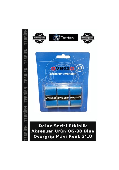 Premium Og-30 Blue Overgrip Mavi Renk 3'lü Etkinlik Kullanım Aktivite