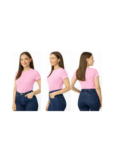 İngegno Body Bisiklet Yaka Yarım Kol Örme Kumaş Viskon Body Kadın Pembe
