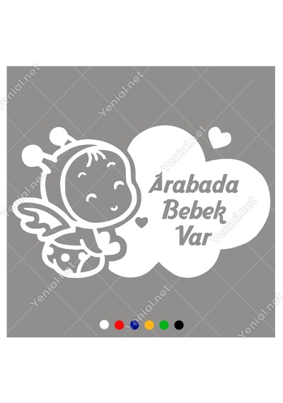 Arabada Bebek Var Yazısı Ve Melek Stickeri Yapıştırması (406983887)