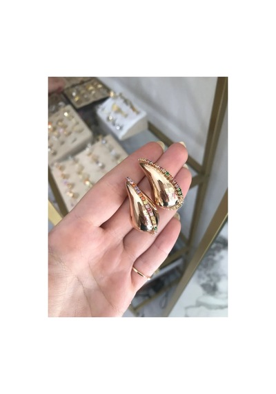 Renkli Taşlı Damla Model Küpe Çok Renkli