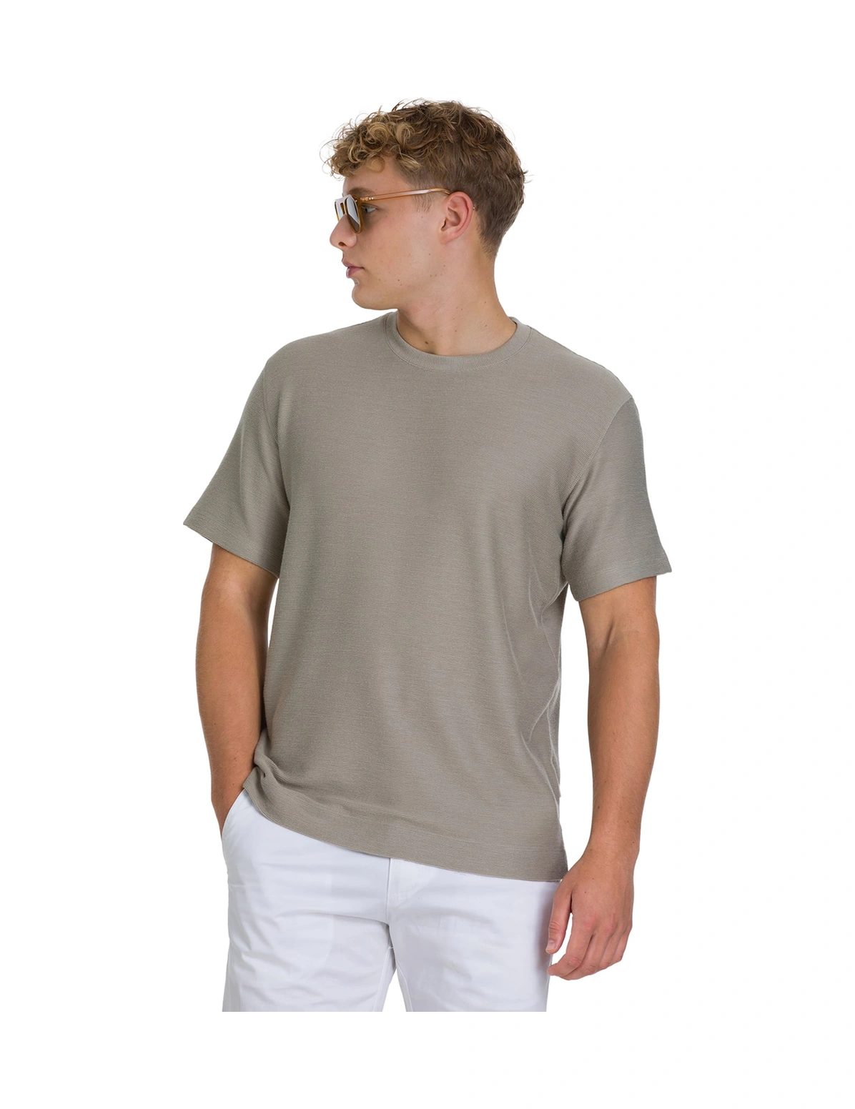 Hatemoğlu Haki Regular Fit Bisiklet Yaka Basic Tişört 35186 497062