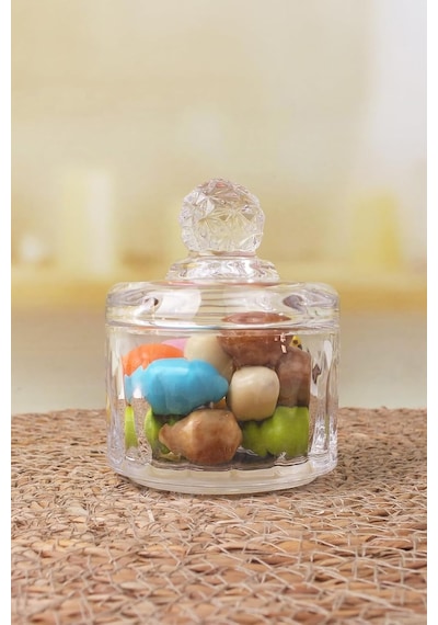 Deconox Lüx Kristal Mini Cam Şekerlik & Cam Lokumluk, Kesme Cam Lüx Şekerlik 7.5cm 9.2cm - 06644 Genel